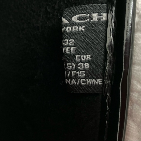 COACH Leopard/Solid Black Rain Boots with Gold Coach Grommets, Black/Gold Laces - Picture 11 of 16